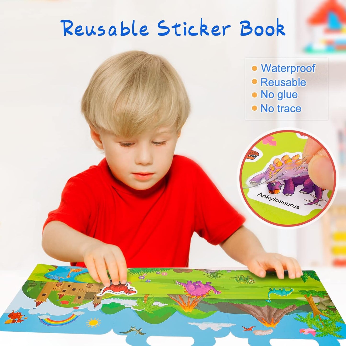 Reusable Sticker Book for Kids 2-4: 6 Set Preschool Learning Activities