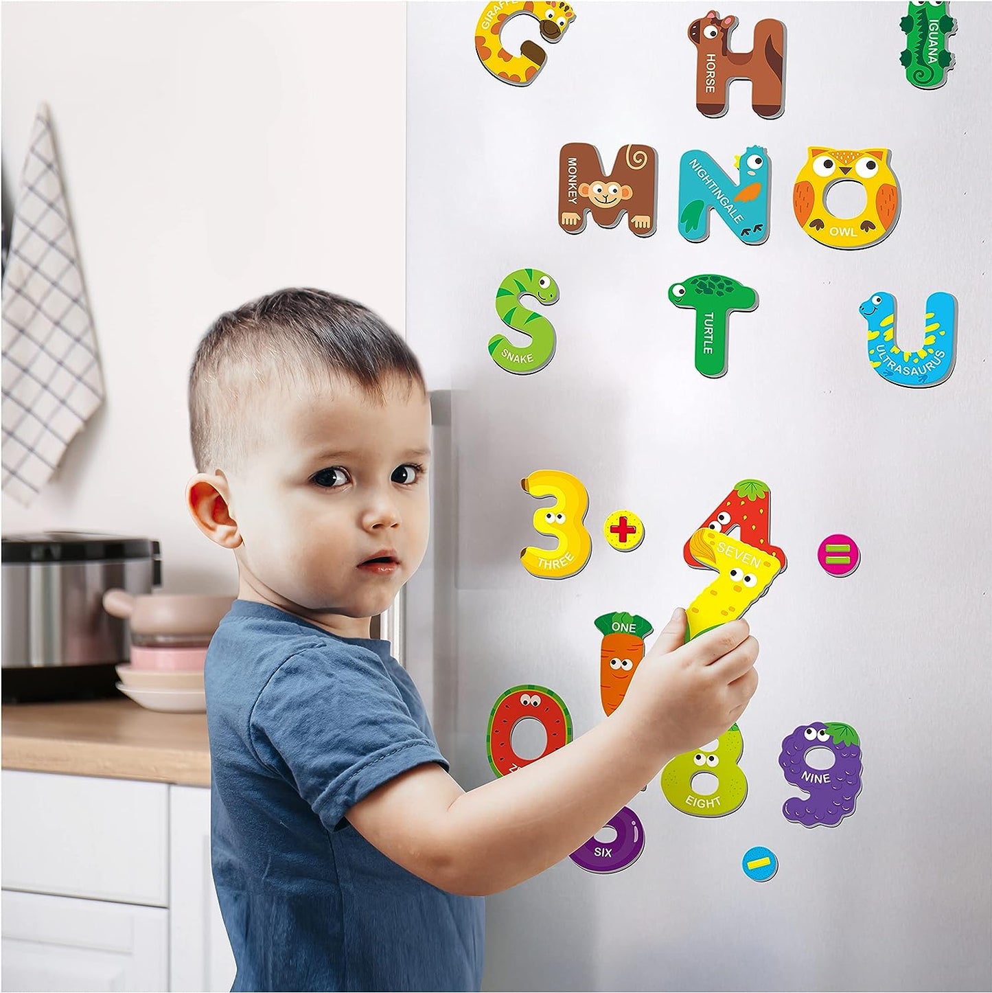 Large Size Magnetic Letters, Cute Animal Alphabet ABC Magnets for Fridge Colorful