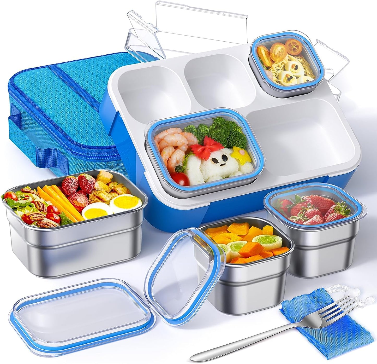 TIME4DEALS 5-Compartment Bento Box Kids Adult Lunch Box Leakproof Stainless Steel
