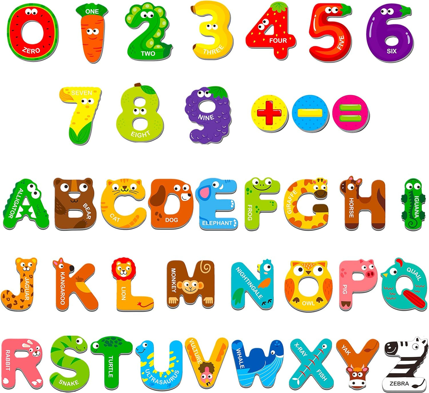 Large Size Magnetic Letters, Cute Animal Alphabet ABC Magnets for Fridge Colorful