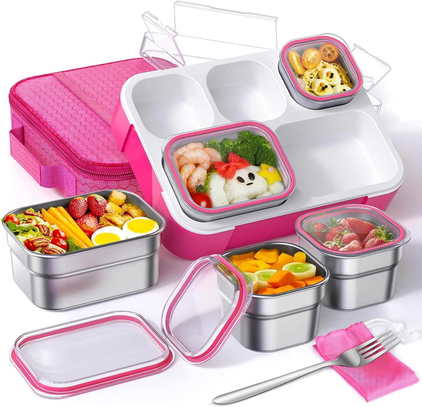 TIME4DEALS 5-Compartment Bento Box Kids Adult Lunch Box Leakproof Stainless Steel