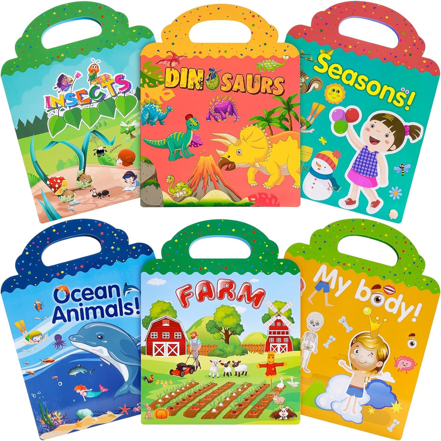 Reusable Sticker Book for Kids 2-4: 6 Set Preschool Learning Activities