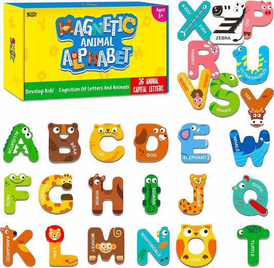 Large Size Magnetic Letters, Cute Animal Alphabet ABC Magnets for Fridge Colorful